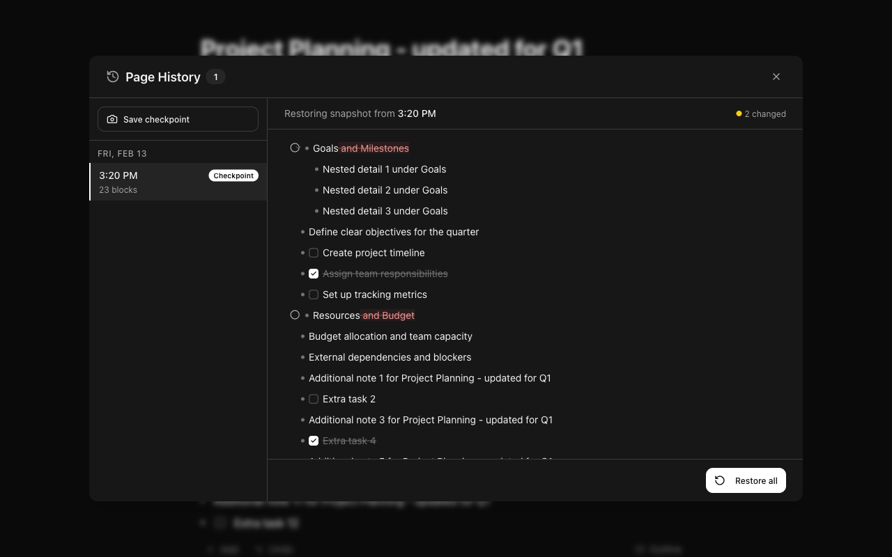 Page history & restore